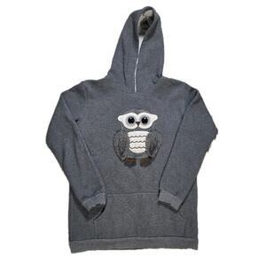 Cozy Owl Hoodie Pullover Sweatshirt Kid's Large Gray Long Sleeves Fuzzy Wings